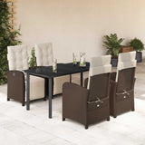 vidaXL 3-Piece Bistro Set with Cushions Poly Rattan Brown
