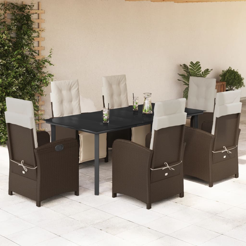 vidaXL 3-Piece Bistro Set with Cushions Poly Rattan Brown