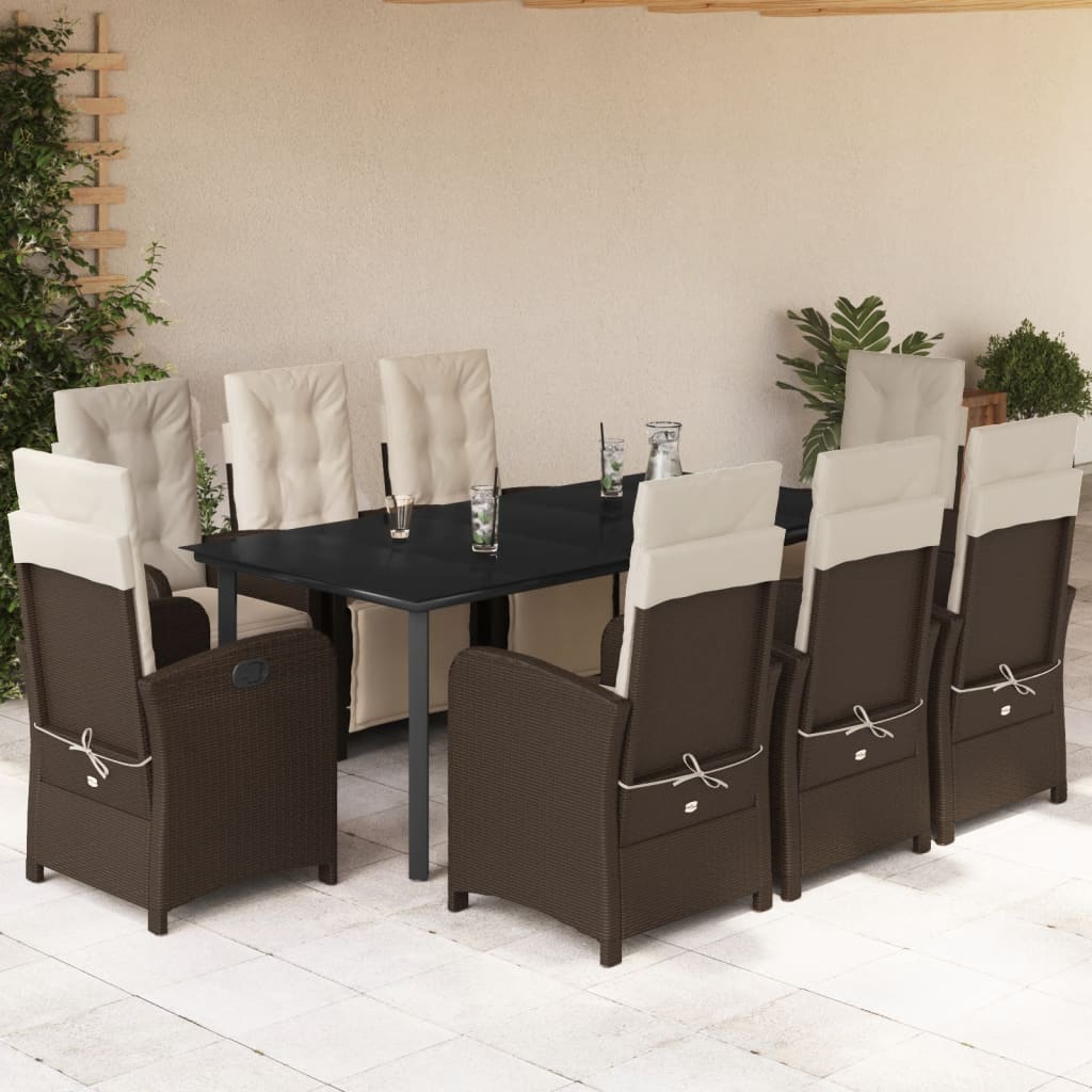 vidaXL 3-Piece Bistro Set with Cushions Poly Rattan Brown
