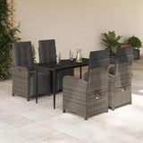 vidaXL 3-delige Bistroset met kussens poly rattan grijs