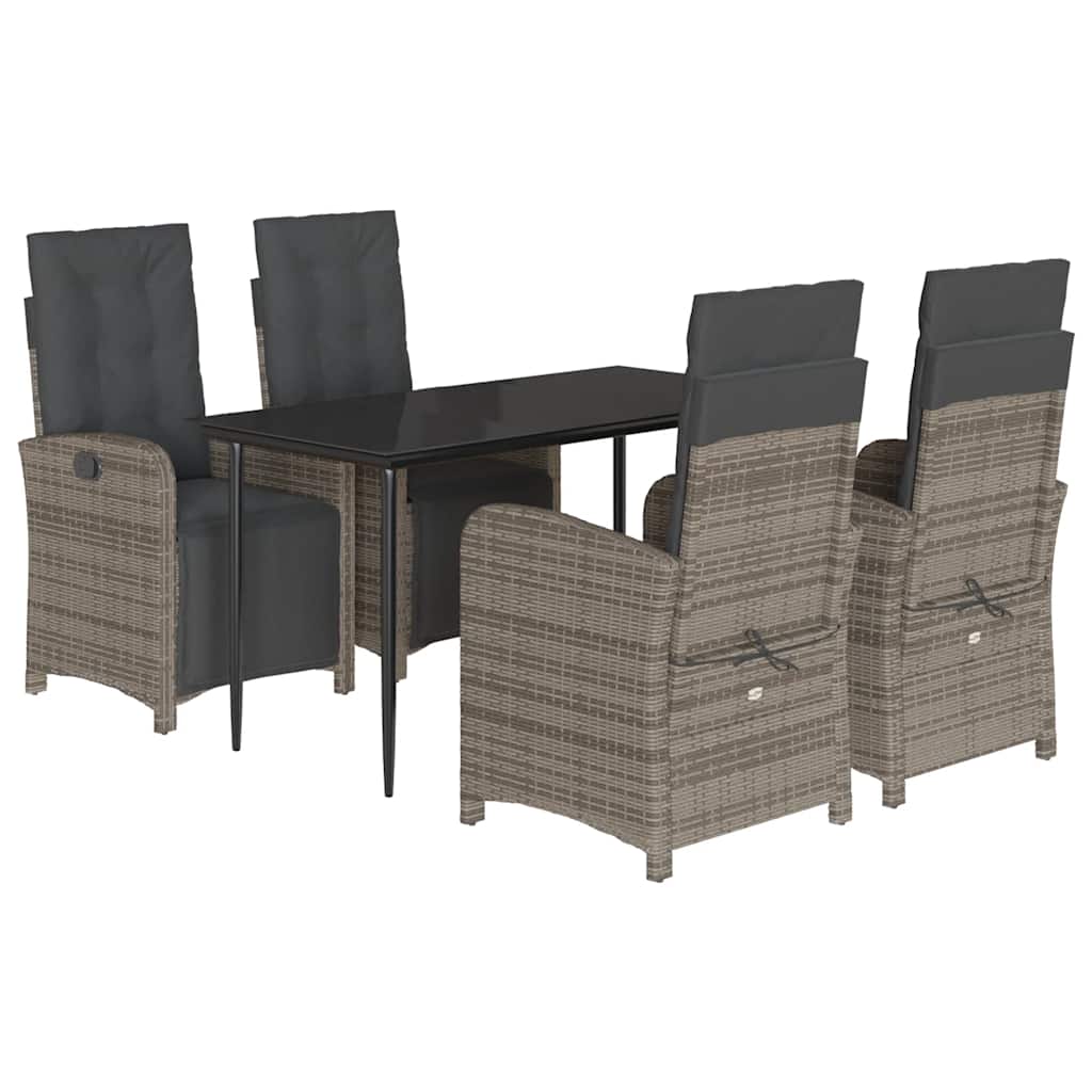 vidaXL 3-delige Bistroset met kussens poly rattan grijs