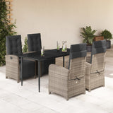 vidaXL 3-delige Bistroset met kussens poly rattan grijs