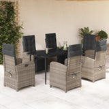 vidaXL 3-delige Bistroset met kussens poly rattan grijs