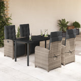 vidaXL 3-delige Bistroset met kussens poly rattan grijs