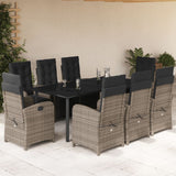 vidaXL 3-delige Bistroset met kussens poly rattan grijs