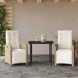 vidaXL 3-delige Bistroset met kussens poly rattan beige