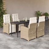 vidaXL 3-delige Bistroset met kussens poly rattan beige