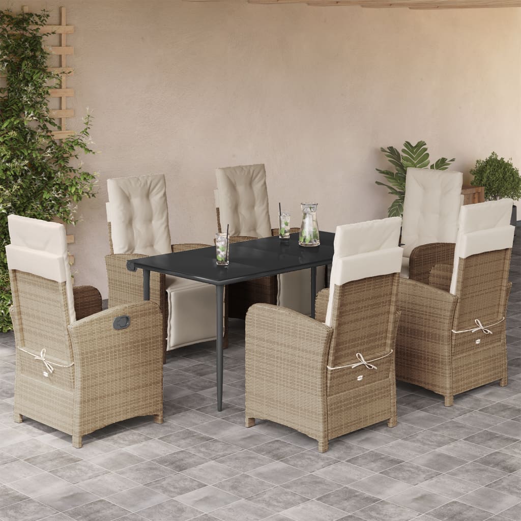 vidaXL 3-delige Bistroset met kussens poly rattan beige