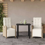 vidaXL 3-delige Bistroset met kussens poly rattan beige