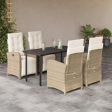 vidaXL 3-delige Bistroset met kussens poly rattan beige