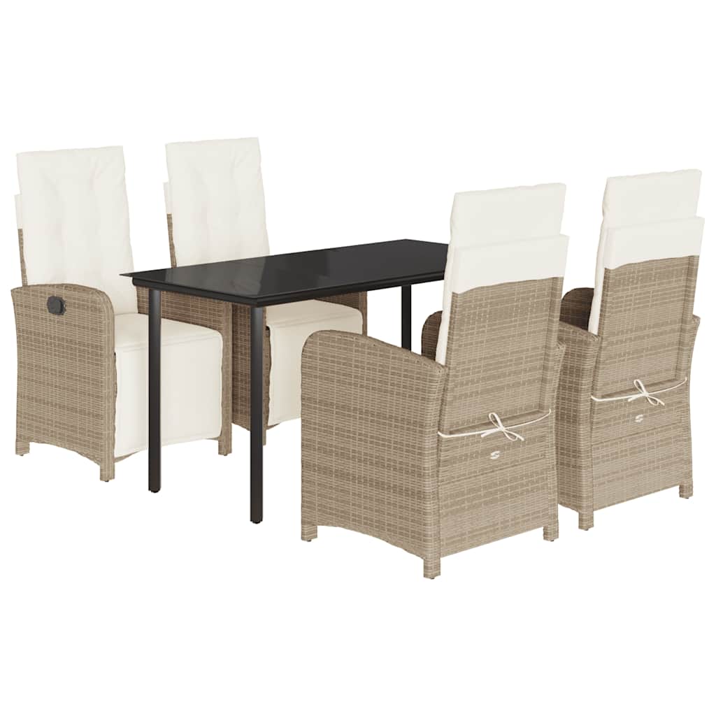 vidaXL 3-delige Bistroset met kussens poly rattan beige