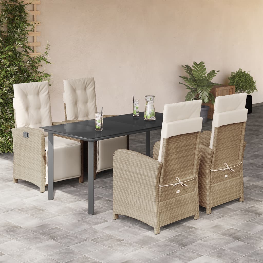 vidaXL 3-delige Bistroset met kussens poly rattan beige