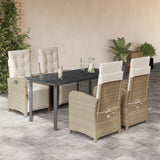 vidaXL 3-delige Bistroset met kussens poly rattan beige