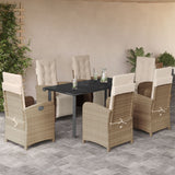 vidaXL 3-delige Bistroset met kussens poly rattan beige