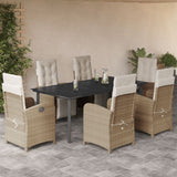 vidaXL 3-delige Bistroset met kussens poly rattan beige