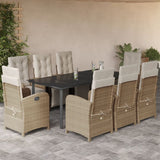vidaXL 3-delige Bistroset met kussens poly rattan beige
