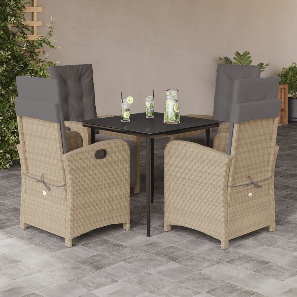 vidaXL 3-delige Bistroset met kussens poly rattan beige