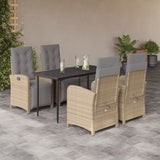 vidaXL 3-delige Bistroset met kussens poly rattan beige