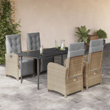 vidaXL 3-delige Bistroset met kussens poly rattan beige