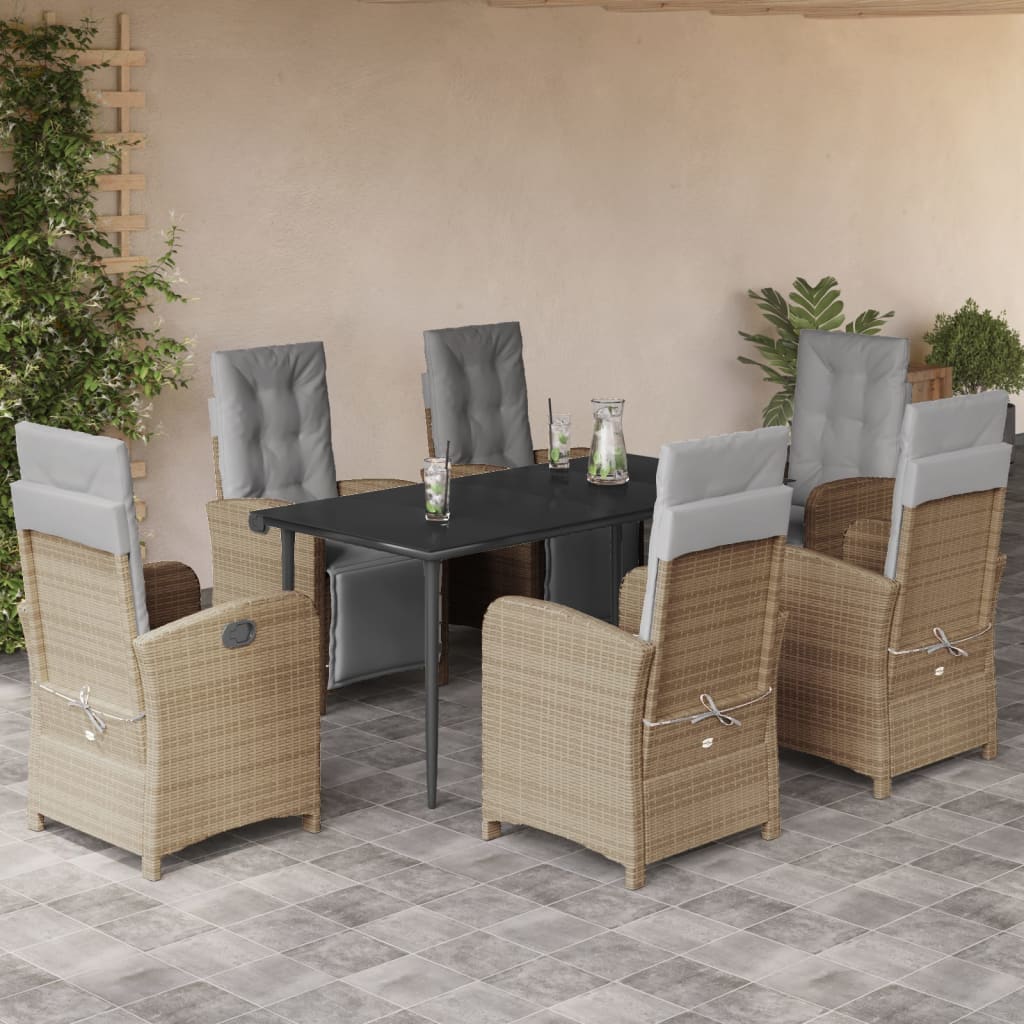 vidaXL 3-delige Bistroset met kussens poly rattan beige