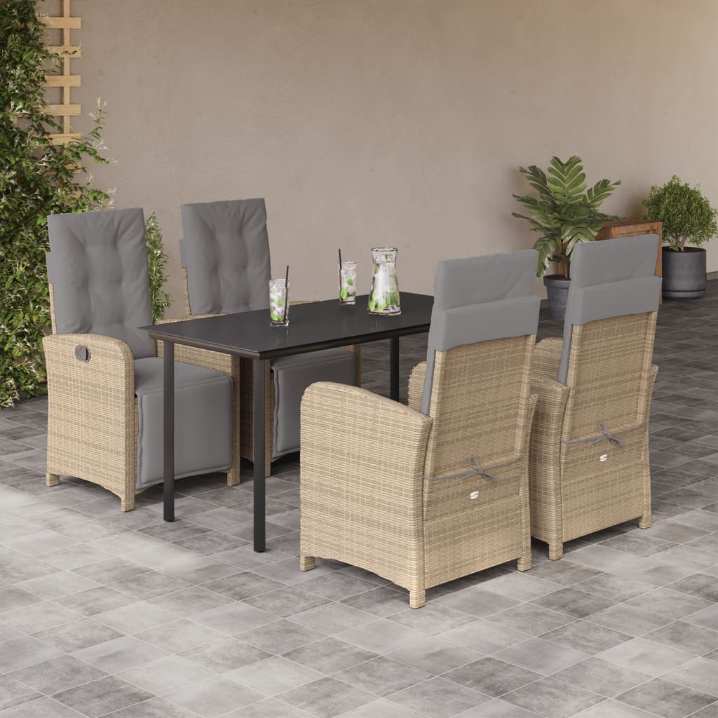 vidaXL 3-delige Bistroset met kussens poly rattan beige