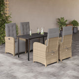 vidaXL 3-delige Bistroset met kussens poly rattan beige