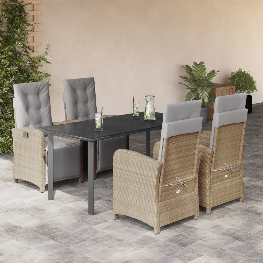 vidaXL 3-delige Bistroset met kussens poly rattan beige