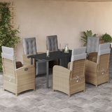 vidaXL 3-delige Bistroset met kussens poly rattan beige