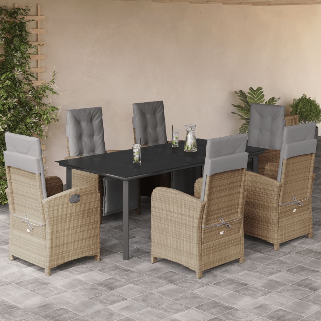 vidaXL 3-delige Bistroset met kussens poly rattan beige