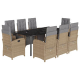 vidaXL 3-delige Bistroset met kussens poly rattan beige
