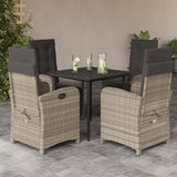 vidaXL 3-delige Bistroset met kussens poly rattan lichtgrijs