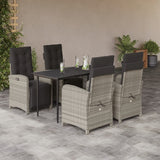 vidaXL 3-delige Bistroset met kussens poly rattan lichtgrijs