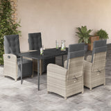 vidaXL 3-delige Bistroset met kussens poly rattan lichtgrijs