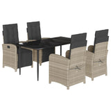 vidaXL 3-delige Bistroset met kussens poly rattan lichtgrijs