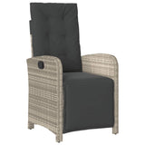 vidaXL 3-delige Bistroset met kussens poly rattan lichtgrijs