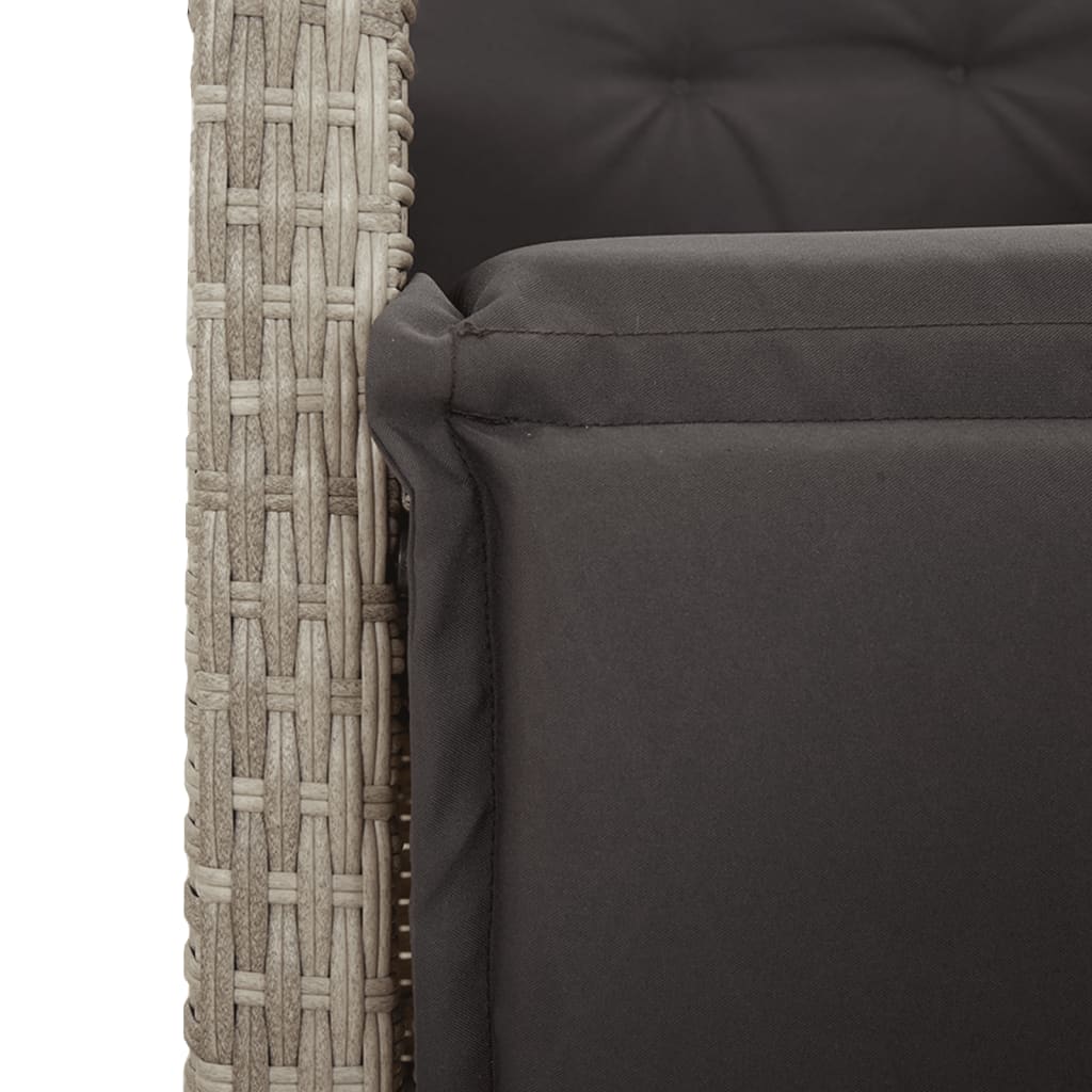vidaXL 3-delige Bistroset met kussens poly rattan lichtgrijs