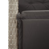 vidaXL 3-delige Bistroset met kussens poly rattan lichtgrijs