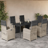 vidaXL 3-delige Bistroset met kussens poly rattan lichtgrijs
