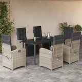 vidaXL 3-delige Bistroset met kussens poly rattan lichtgrijs