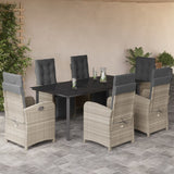 vidaXL 3-delige Bistroset met kussens poly rattan lichtgrijs