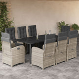 vidaXL 3-delige Bistroset met kussens poly rattan lichtgrijs