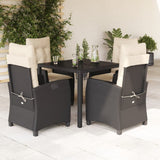 vidaXL 3-delige Tuinset met kussens poly rattan zwart