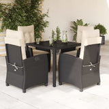 vidaXL 3-delige Tuinset met kussens poly rattan zwart