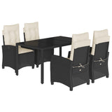 vidaXL 3-delige Tuinset met kussens poly rattan zwart