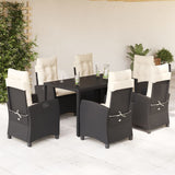 vidaXL 3-delige Tuinset met kussens poly rattan zwart