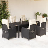 vidaXL 3-delige Tuinset met kussens poly rattan zwart