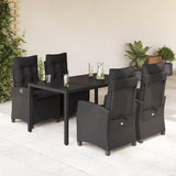 vidaXL 3-delige Tuinset met kussens poly rattan zwart