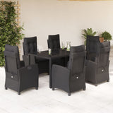 vidaXL 3-delige Tuinset met kussens poly rattan zwart