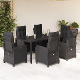 vidaXL 3-delige Tuinset met kussens poly rattan zwart