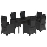 vidaXL 3-delige Tuinset met kussens poly rattan zwart